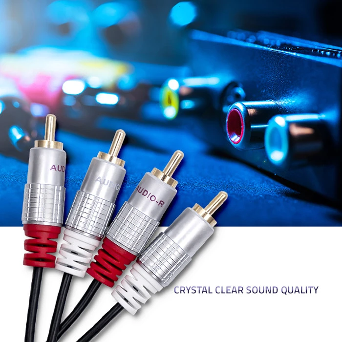QOLTEC 52336 Cable 2xRCA male 2x RCA male 1m Juodas