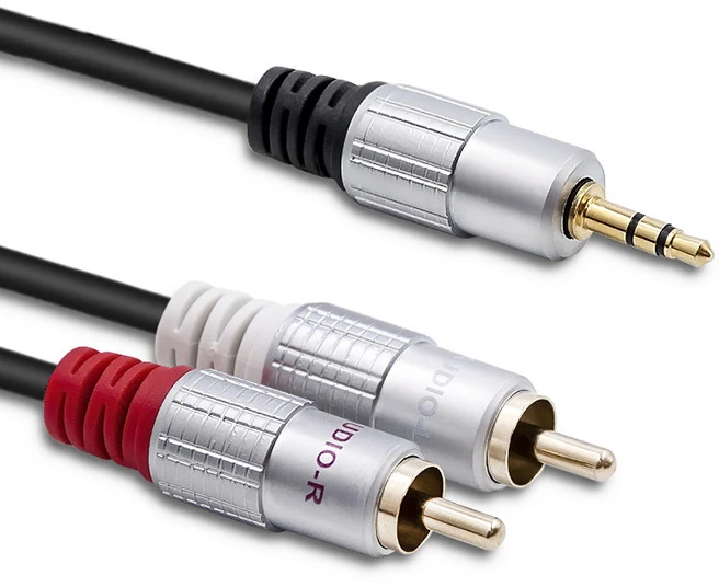 QOLTEC 52339 Cable 2xRCA Mini Jack 3.5mm male 1m Juodas