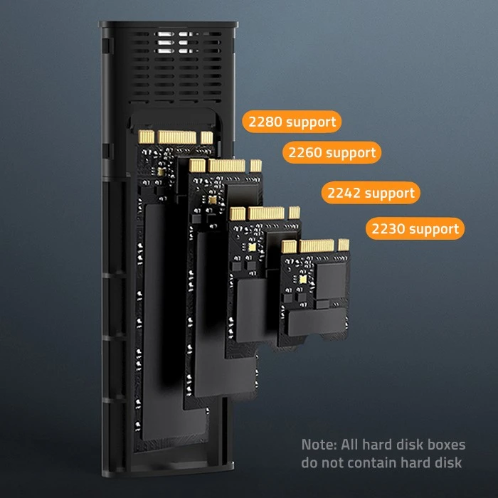 Qoltec 52271 Korpusas NV2271, skirtas M.2 SSD diskui | SATA | NVMe | USB-C | 2TB