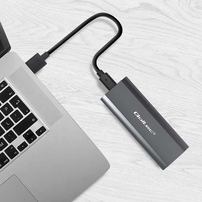 Qoltec 52271 Korpusas NV2271, skirtas M.2 SSD diskui | SATA | NVMe | USB-C | 2TB