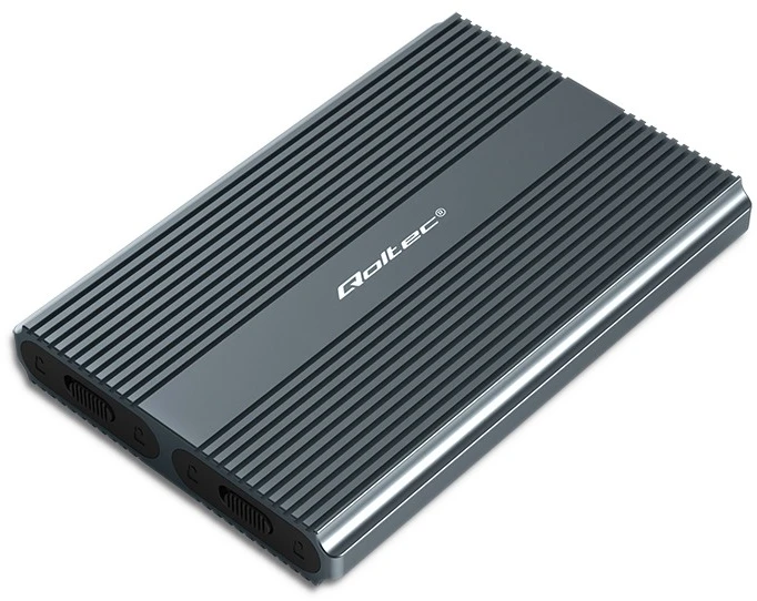 Qoltec korpusas M.2 SSD SATA NVMe USB-C DUAL 2 x 2TB