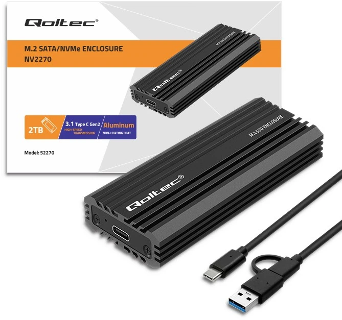 Išorinio kietojo disko dėklas Qoltec 52270