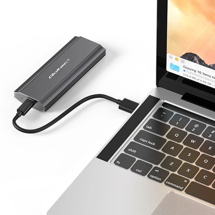 Qoltec 52271 Korpusas NV2271, skirtas M.2 SSD diskui | SATA | NVMe | USB-C | 2TB