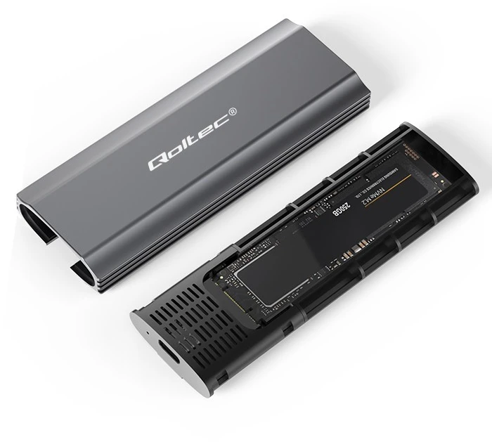 Qoltec 52271 Korpusas NV2271, skirtas M.2 SSD diskui | SATA | NVMe | USB-C | 2TB