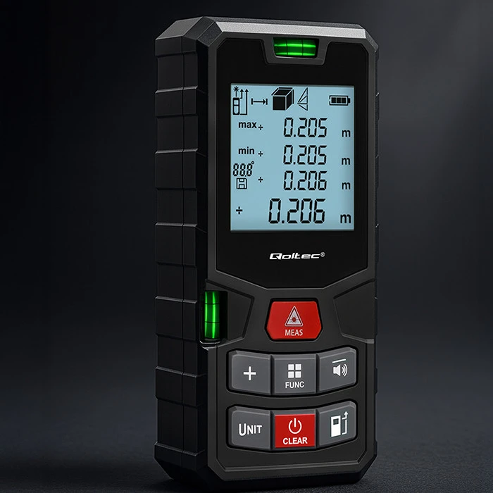 „Qoltec Precision“ skaitmeninis lazerinis atstumo matuoklis su nivelyru | su LCD ekranu | 120 m