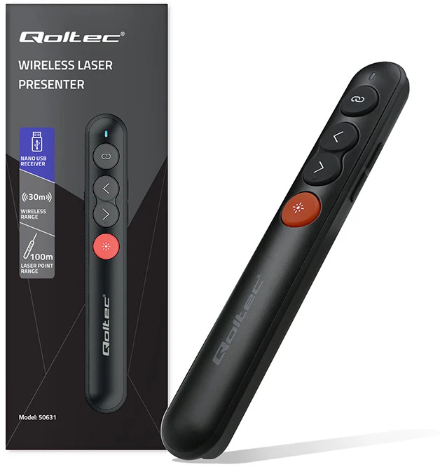 Qoltec lazerinis indikatorius presenteris 4in1 USB 3.0 2.4GHz 30m