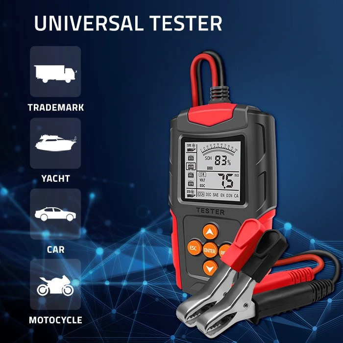 Qoltec skaitmeninis akumuliatoriaus testeris su LCD ekranu | 12V | 24V | 3Ah-200Ah