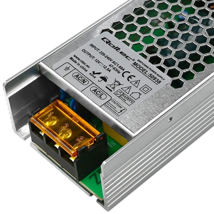 Qoltec Maitinimo šaltinis impulsowy do LED | 150W | 12V | 12.5A | Slim
