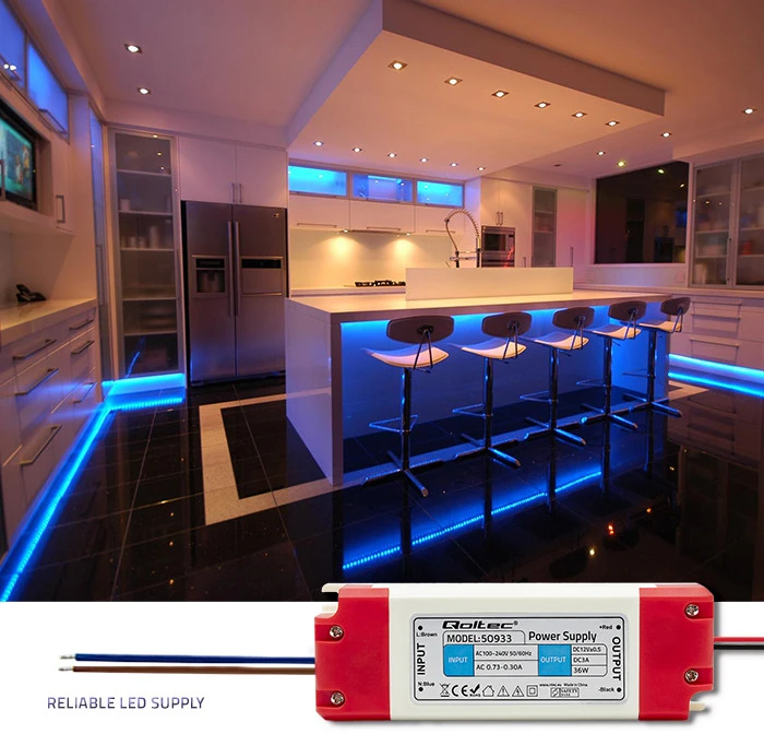 QOLTEC 50933 Qoltec Impulse maitinimo šaltinis | IP20 | 100V-240V | 36W | 12V | 3A