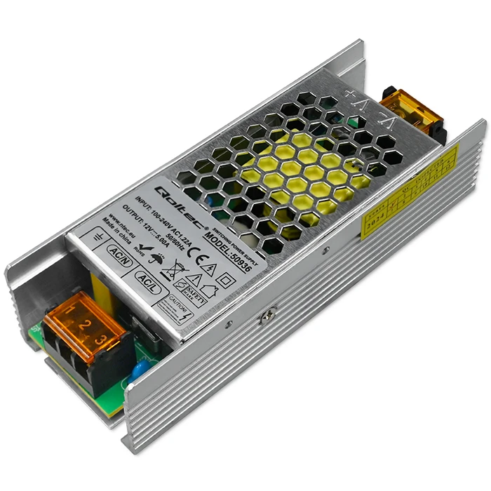 QOLTEC 50936 Qoltec Impulse maitinimo šaltinis SLIM | IP20 | 176V-264V | 60W | 12V | 5A