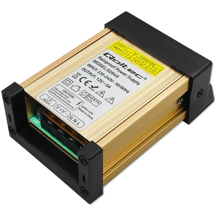 QOLTEC 50949 Impulsinis maitinimo šaltinis LED IP45 60W 12V 5A Atsparus vandeniui