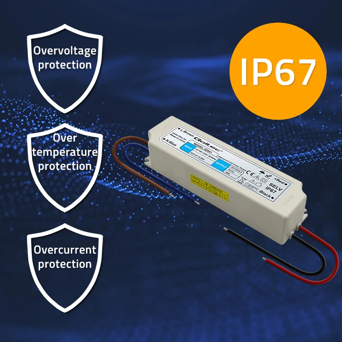 QOLTEC 50941 Impulsinis maitinimo šaltinis IP67 100V-240V 36W 12V 3A