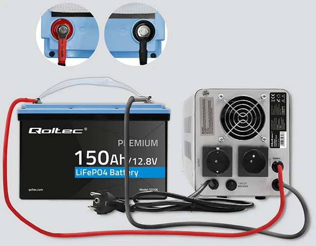 Qoltec LiFePO4 ličio geležies fosfato akumuliatorius | 12,8 V | 150 Ah | 1920 Wh | BMS
