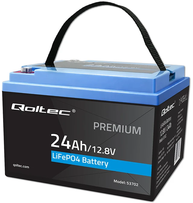 QOLTEC 53702 LiFePO4 ličio geležies fosfato baterija / 12,8V / 24Ah / 307,2Wh / BMS