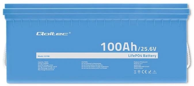 Qoltec Qoltec Akumuliatorius LiFePO4 Litowo-Żelazowo-Fosforanowy | 25.6V | 100Ah | 2560Wh | BMS