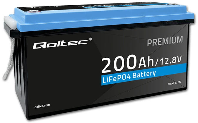 Qoltec akumuliatorius LiFePO4 ličio-geležies-fosfato | 12,8 V | 200 Ah | 2560 Wh | BMS