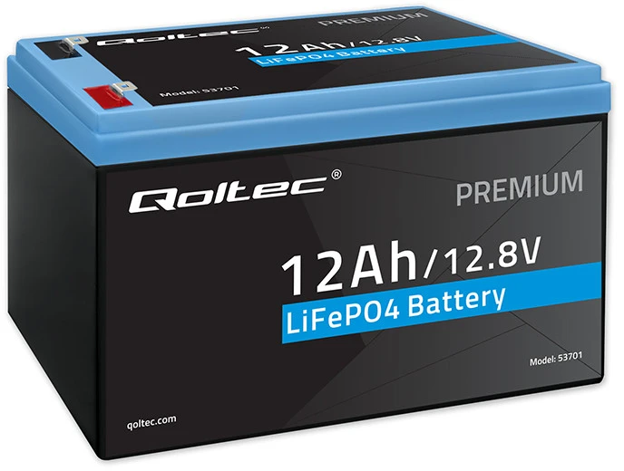 QOLTEC 53701 LiFePO4 ličio geležies fosfato baterija / 12,8V / 12Ah / 153,6Wh / BMS