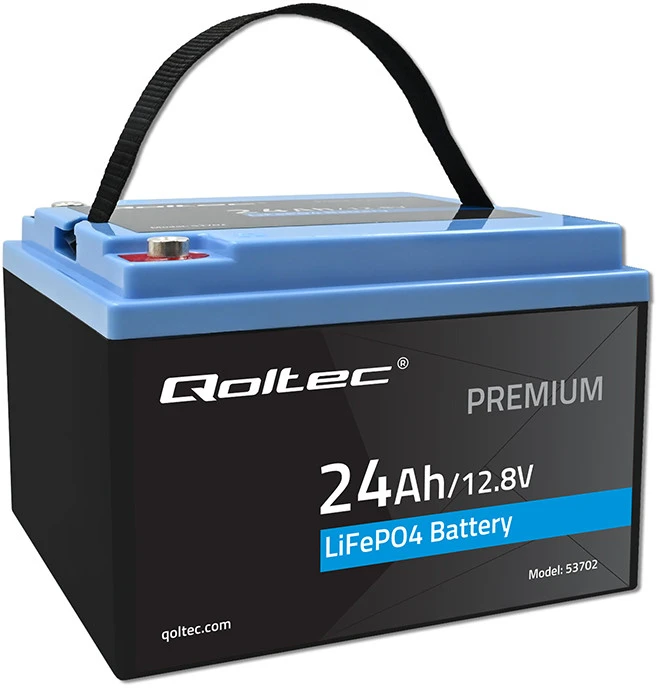 QOLTEC 53702 LiFePO4 ličio geležies fosfato baterija / 12,8V / 24Ah / 307,2Wh / BMS