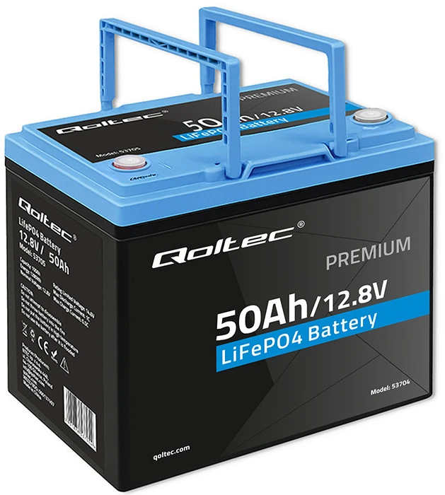 „Qoltec LiFePO4“ ličio-geležies-fosfato akumuliatorius | 12,8 V | 50 Ah | 640 Wh | BMS