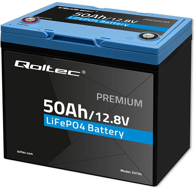 „Qoltec LiFePO4“ ličio-geležies-fosfato akumuliatorius | 12,8 V | 50 Ah | 640 Wh | BMS
