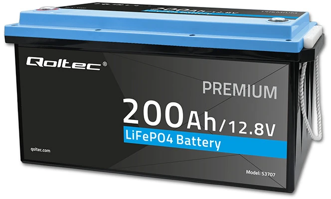 Qoltec akumuliatorius LiFePO4 ličio-geležies-fosfato | 12,8 V | 200 Ah | 2560 Wh | BMS
