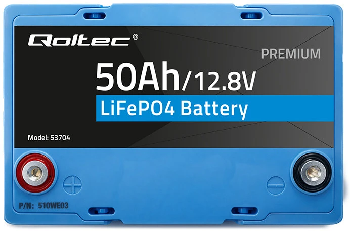 „Qoltec LiFePO4“ ličio-geležies-fosfato akumuliatorius | 12,8 V | 50 Ah | 640 Wh | BMS
