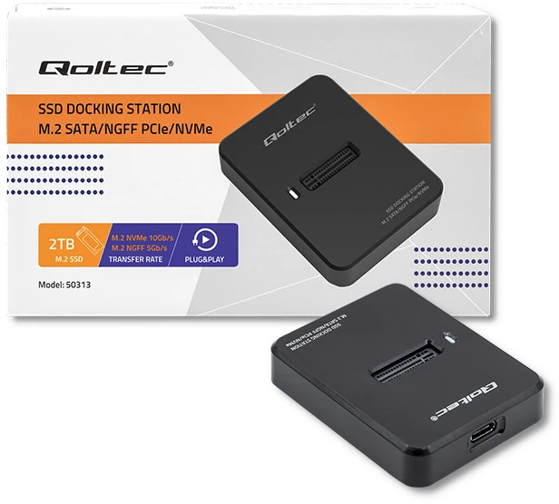 QOLTEC 50313 prijungimo stotelė SSD M.2 SATA PCIe NGFF NVMe USB 3.1