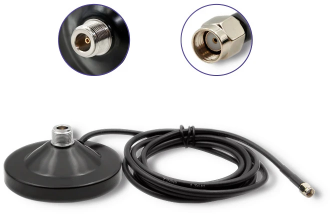 QOLTEC 57031 Magnetinis pagrindas su kabeliu 2m N Moteris SMA Female