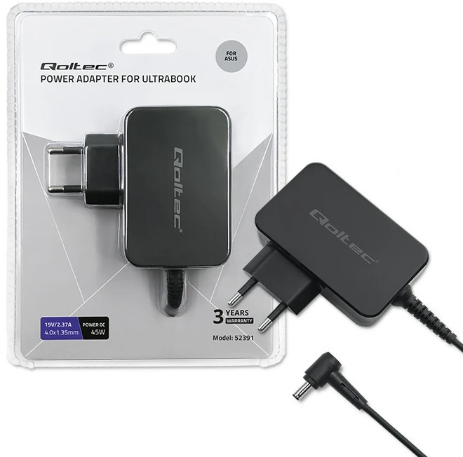 QOLTEC 52391 Maitinimo adapteris, skirtas ultrabook Asus 45W 19V 2.37A 4.0x1.35