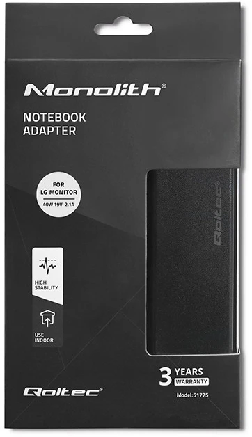 QOLTEC 51775 AC adapter for monitorius LG 40W 19V 2.1A 6.5 4.4