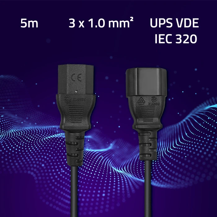 QOLTEC 53899 kintamosios srovės maitinimo kabelis UPS C13/C14 5m