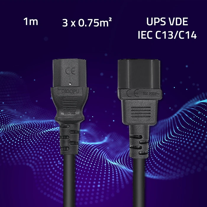 Qoltec Maitinimo ilgintuvas UPS IEC C13/C14 1m