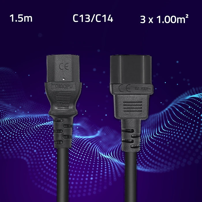 Qoltec Maitinimo ilgintuvas UPS IEC C13/C14 1,5m