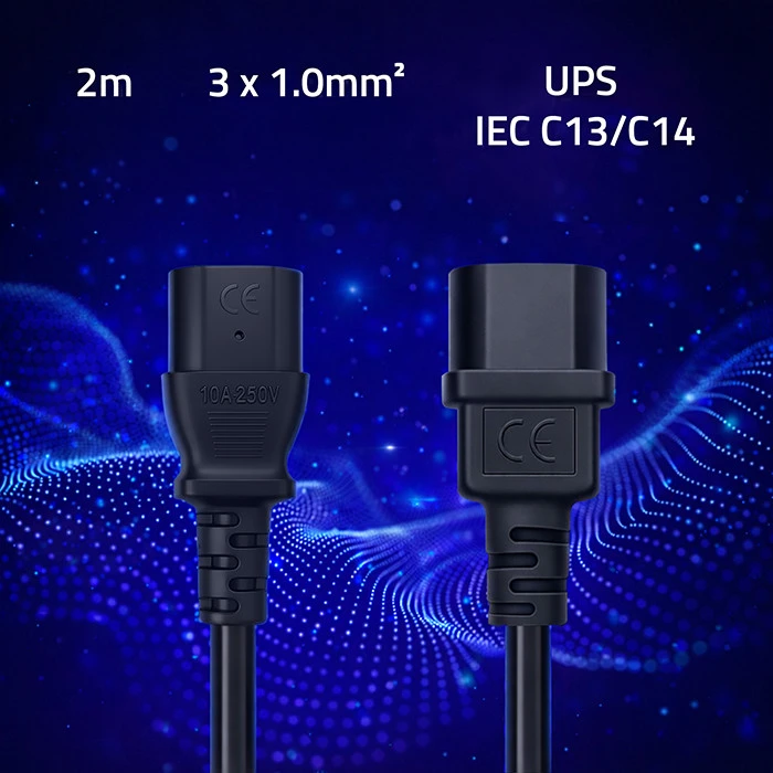Qoltec Maitinimo kabelis IEC C13-C14 3x1.00mm² 2m