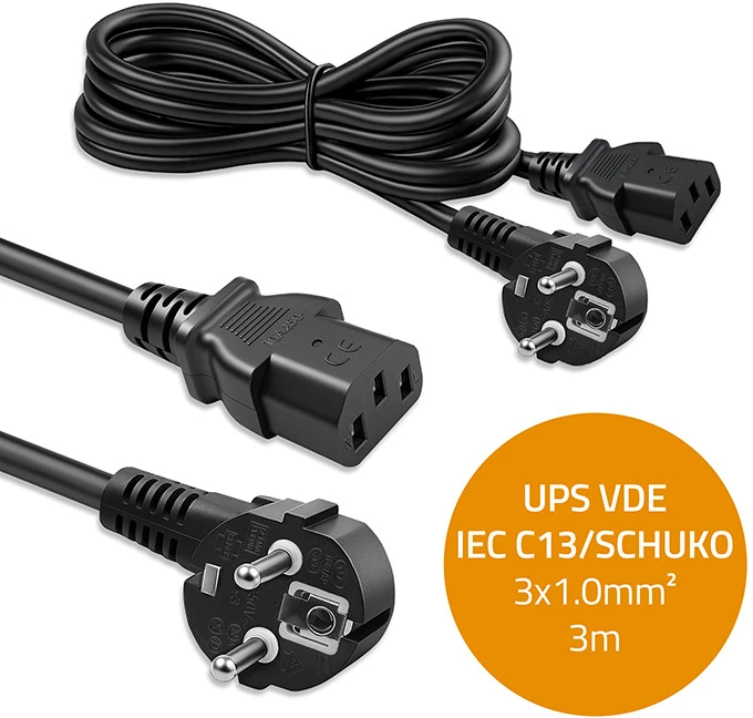 Qoltec Maitinimo kabelis SCHUKO CEE 7/7 kampu IEC C13 3x1.00mm² 3m