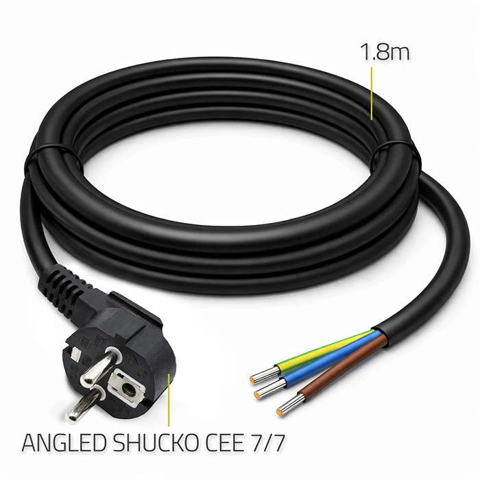 Qoltec Maitinimo kabelis SCHUKO CEE 7/7 kampu 3x1.50 mm² 1.8 m