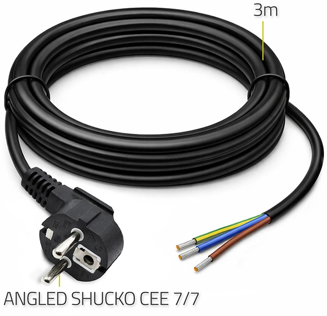 Qoltec Maitinimo kabelis SCHUKO CEE 7/7 kampu 3x1.50 mm² 3 m