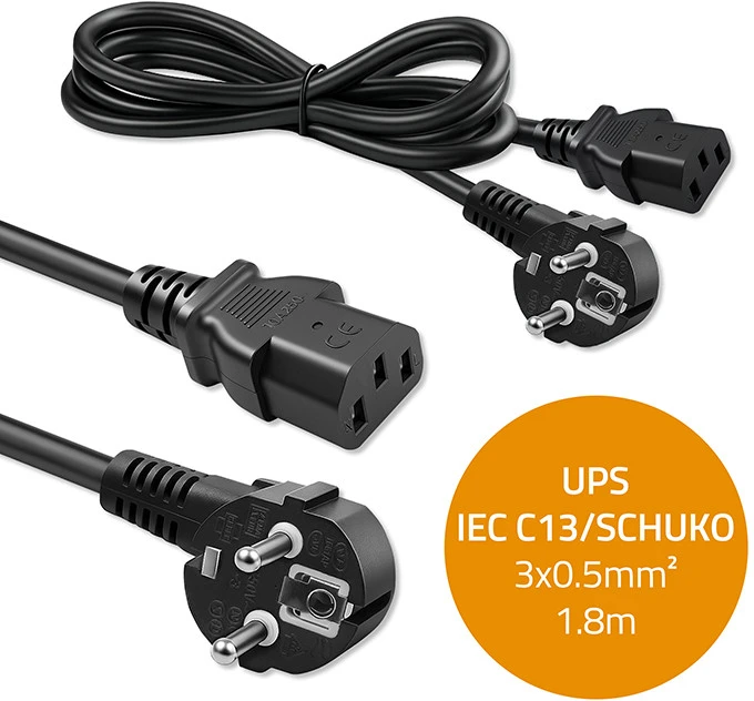 Qoltec Maitinimo kabelis SCHUKO CEE 7/7 kampuotas IEC C13 2m
