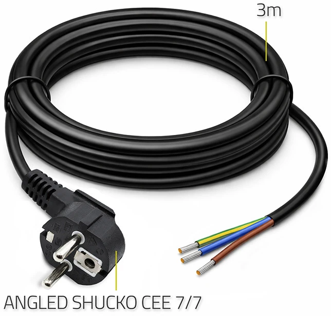 Qoltec Maitinimo kabelis SCHUKO CEE 7/7 kampu 3x0.75 mm² 3 m