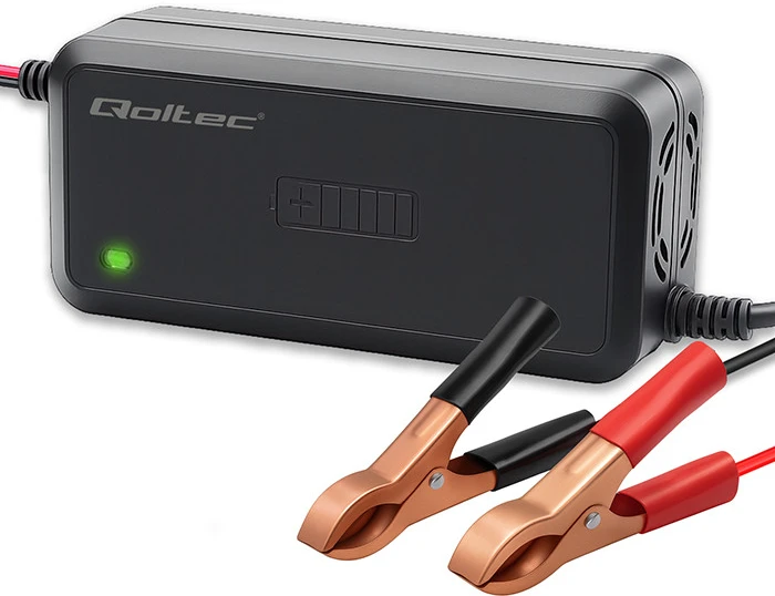 Qoltec mikroprocesorinė 12V 5A įkroviklio reguliatorius AGM GEL SLA baterijoms 6 pakopų įkrovimas