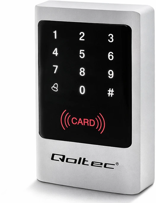 QOLTEC 52444 Kodinė spyna MIMAS su RFID skaitytuvu Kodų kortelės rakto pakabukas Durų skambučio mygtukas IP68 EM