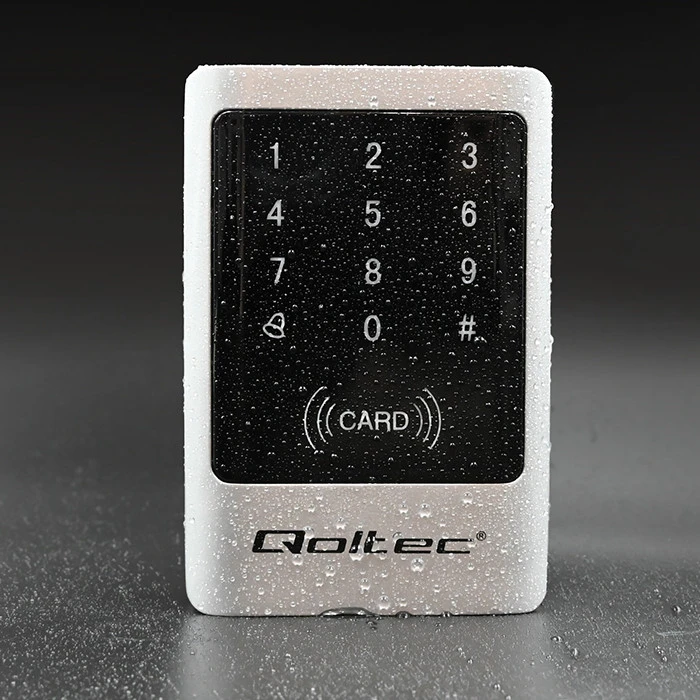 QOLTEC 52444 Kodinė spyna MIMAS su RFID skaitytuvu Kodų kortelės rakto pakabukas Durų skambučio mygtukas IP68 EM