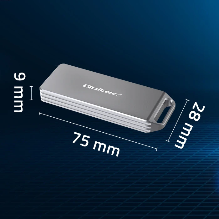 Qoltec Mini aliuminio dėklas M.2 SSD NVMe PCIe USB 3.1 10Gb/s 2TB sidabro