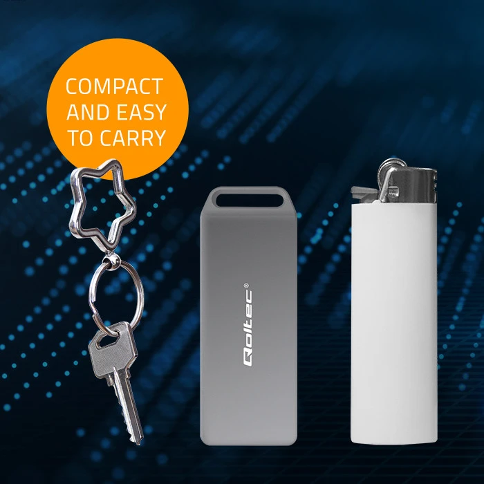 Qoltec Mini aliuminio dėklas M.2 SSD NVMe PCIe USB 3.1 10Gb/s 2TB sidabro