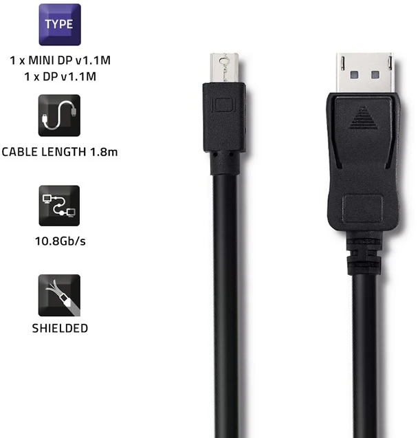QOLTEC 50434 Qoltec Mini DP v1.1 M/ DP v1.1 M 1080p 1,8m
