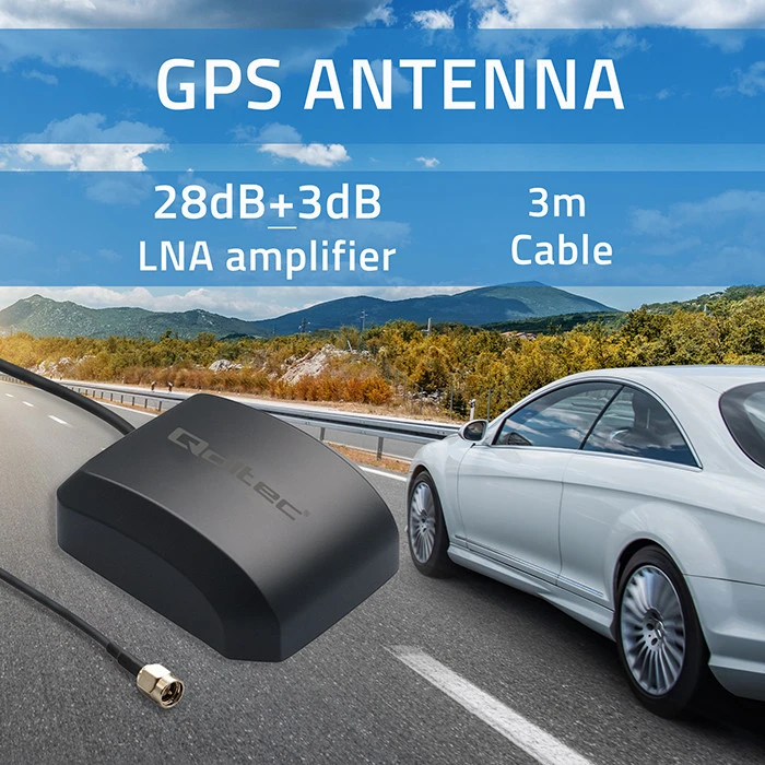 Qoltec mobiliojo GPS GLONASS antena su magnetine baze 28dBi SMA