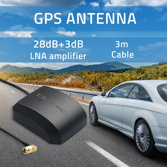 Qoltec mobiliojo GPS GLONASS antena su magnetine baze 28dBi 50W SMA RA