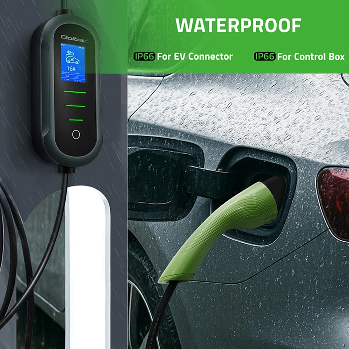 „Qoltec 2in1 Type2“ | 3,5 kW | 230 V | „Wi-Fi“ | „TUYA“ | „SMART LIFE“ | LCD | Nešiojamas | 5 m