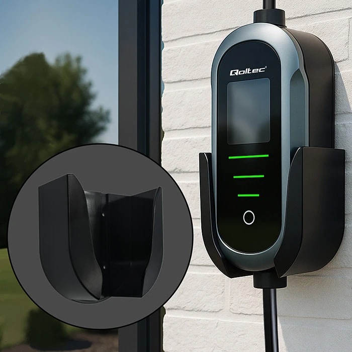 Qoltec 52720 Elektromobilio įkroviklis su 2in1 2 tipo reguliavimu | 11kW | 400V | CEE 16A | Wifi | TUYA | SMART LIFE | LCD | Nešiojamas | Sieninis įkroviklis | 5m