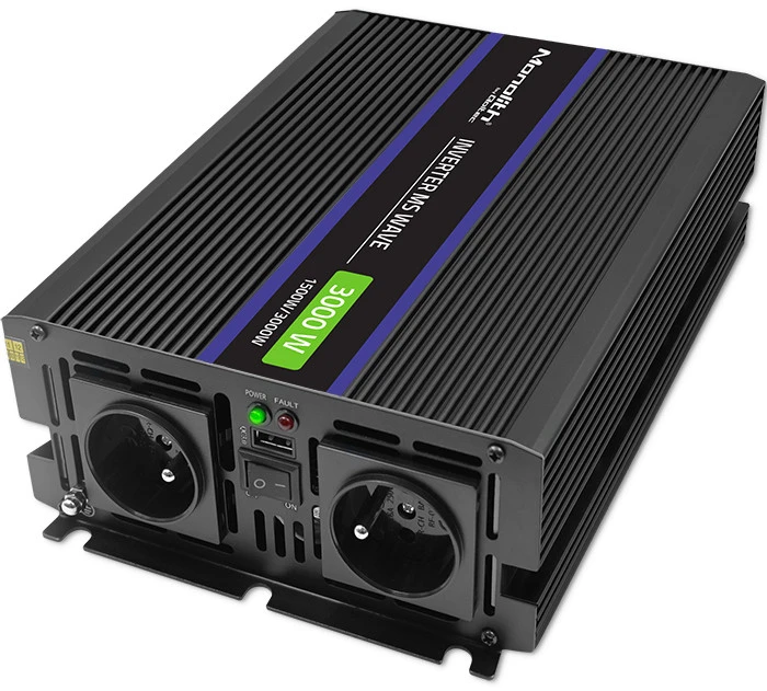 QOLTEC 51927 Monolitinis įtampos keitiklis 3000 MS Wave / 12V iki 230V / 1500/3000 / USB